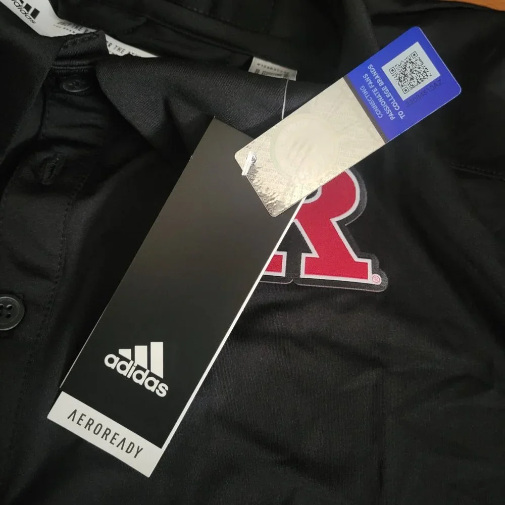 Rutgers Scarlet Knights Adidas Tech Polo Football Coach Shirt Black GE1748 XL 2X - Picture 6 of 8